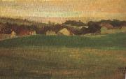 Egon Schiele Meadow with Village in Background II (mk12) painting